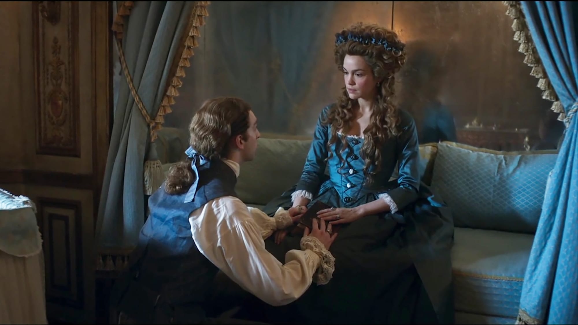 Louis Cunningham as Louis XVI and Emilia Schüle as Marie Antoinette in 'Marie Antoinette' Season 2 