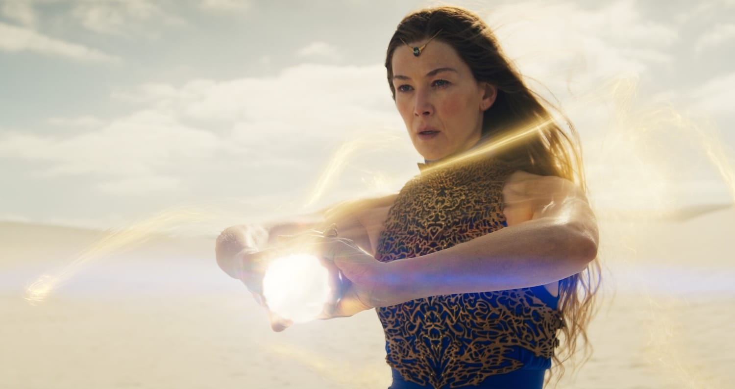 Rosamund Pike as Moiraine Damodred in "The Wheel of Time Season 3