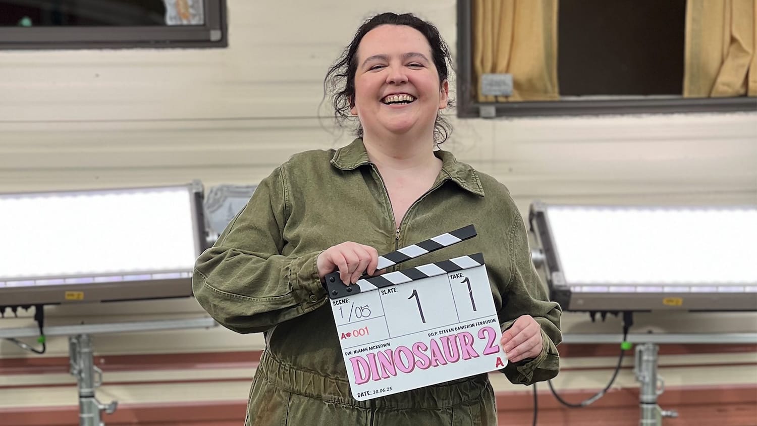 Ashley Storie with a "Dinosaur" Season 2 Filming Slate&nbsp;