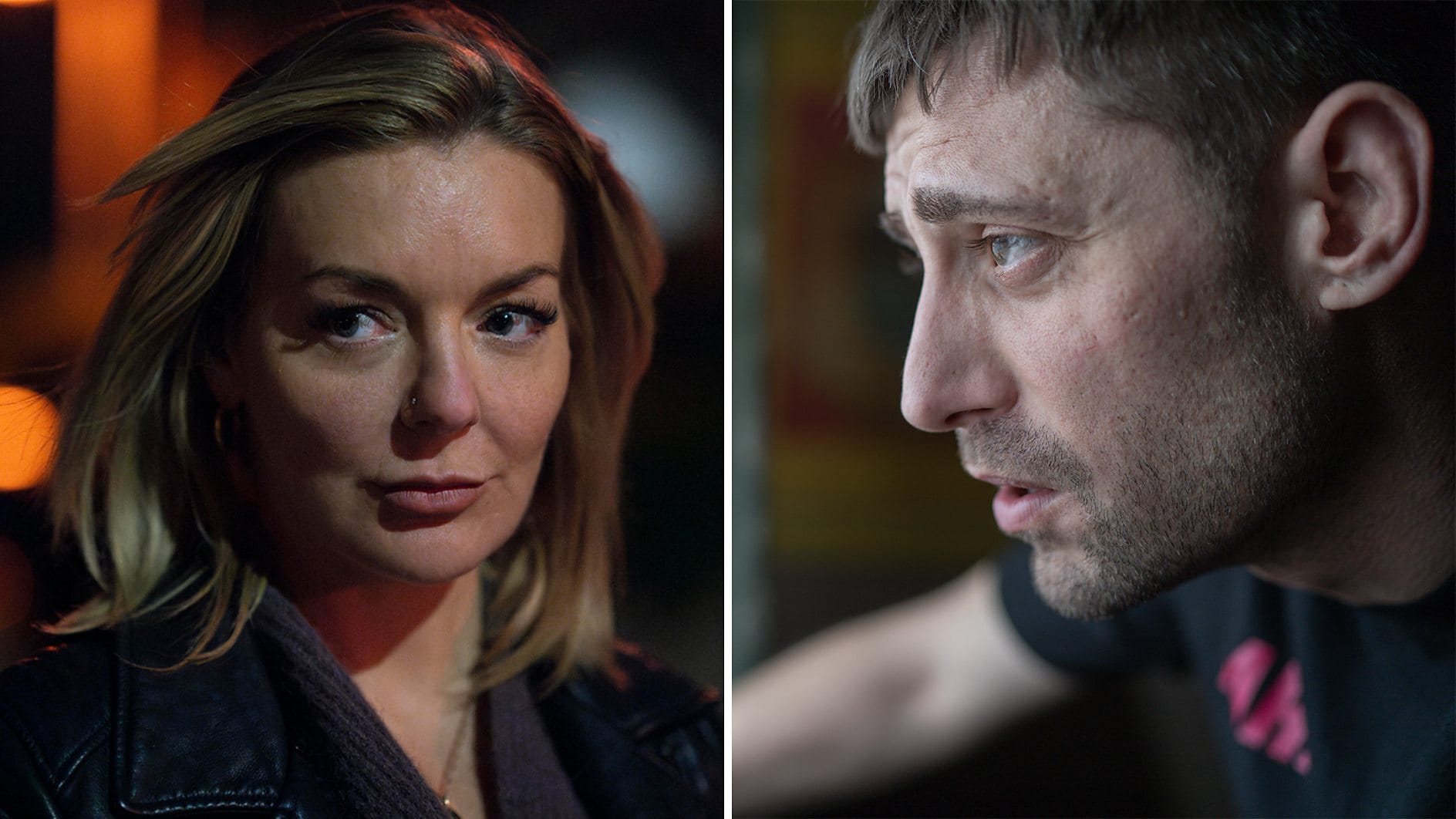 Michael Socha and Sheridan Smith in "The Cage"