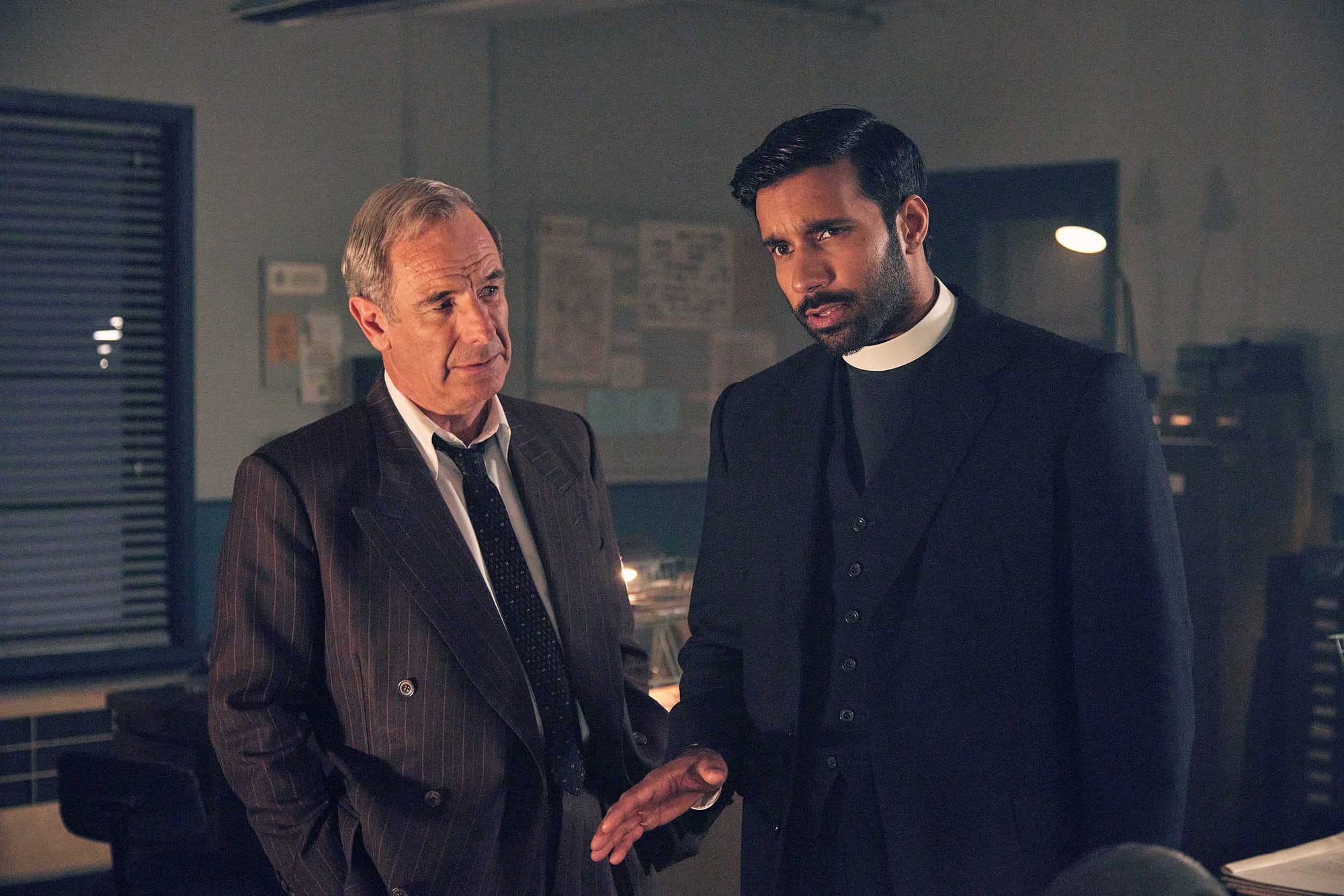 Rishi Nair and Robson Green in 'Grantchester' Season 10