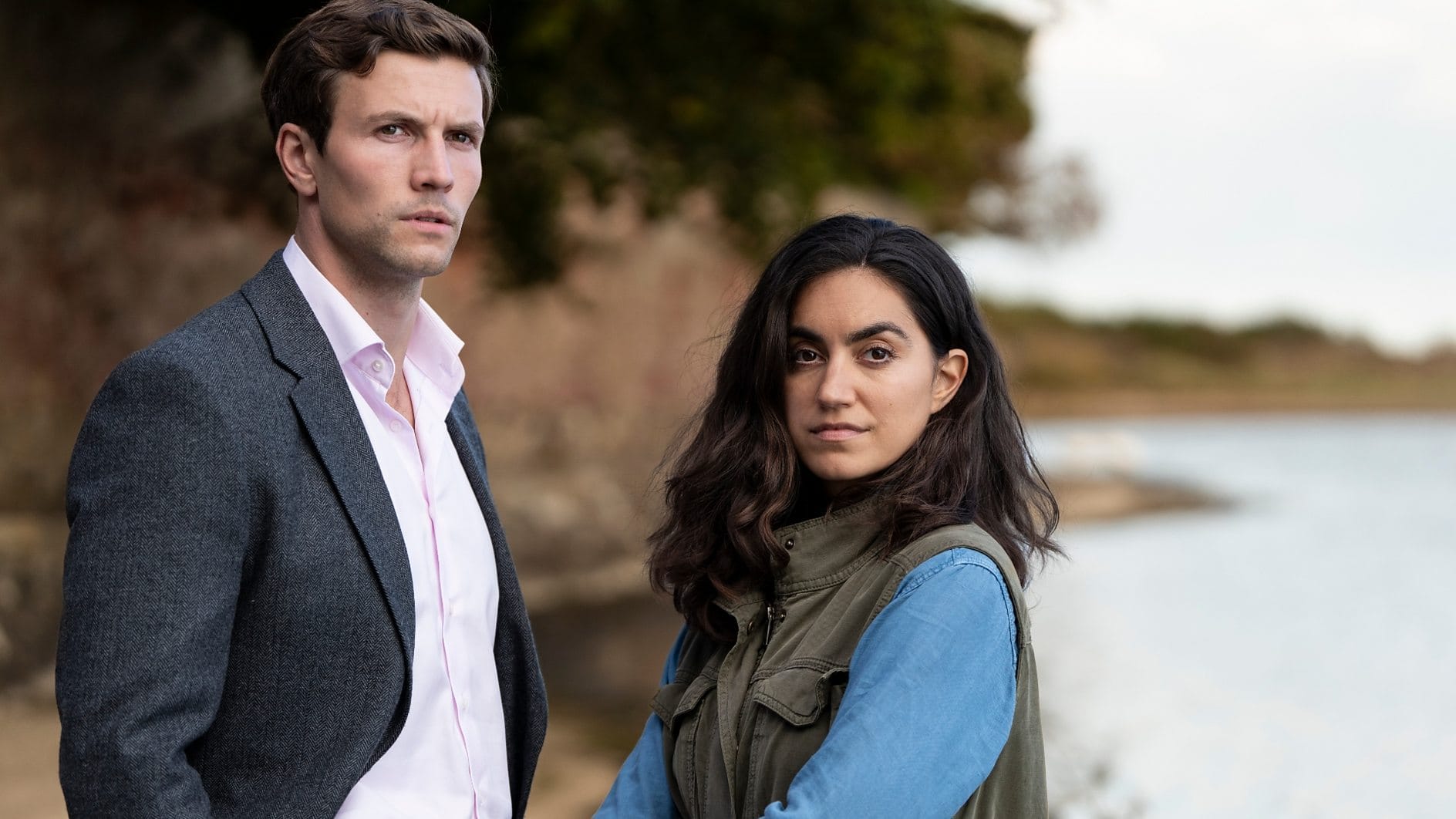 Leo Suter as DI Tommy Lynley and Sofia Barclay as DS Barbara Havers in 'Lynley'