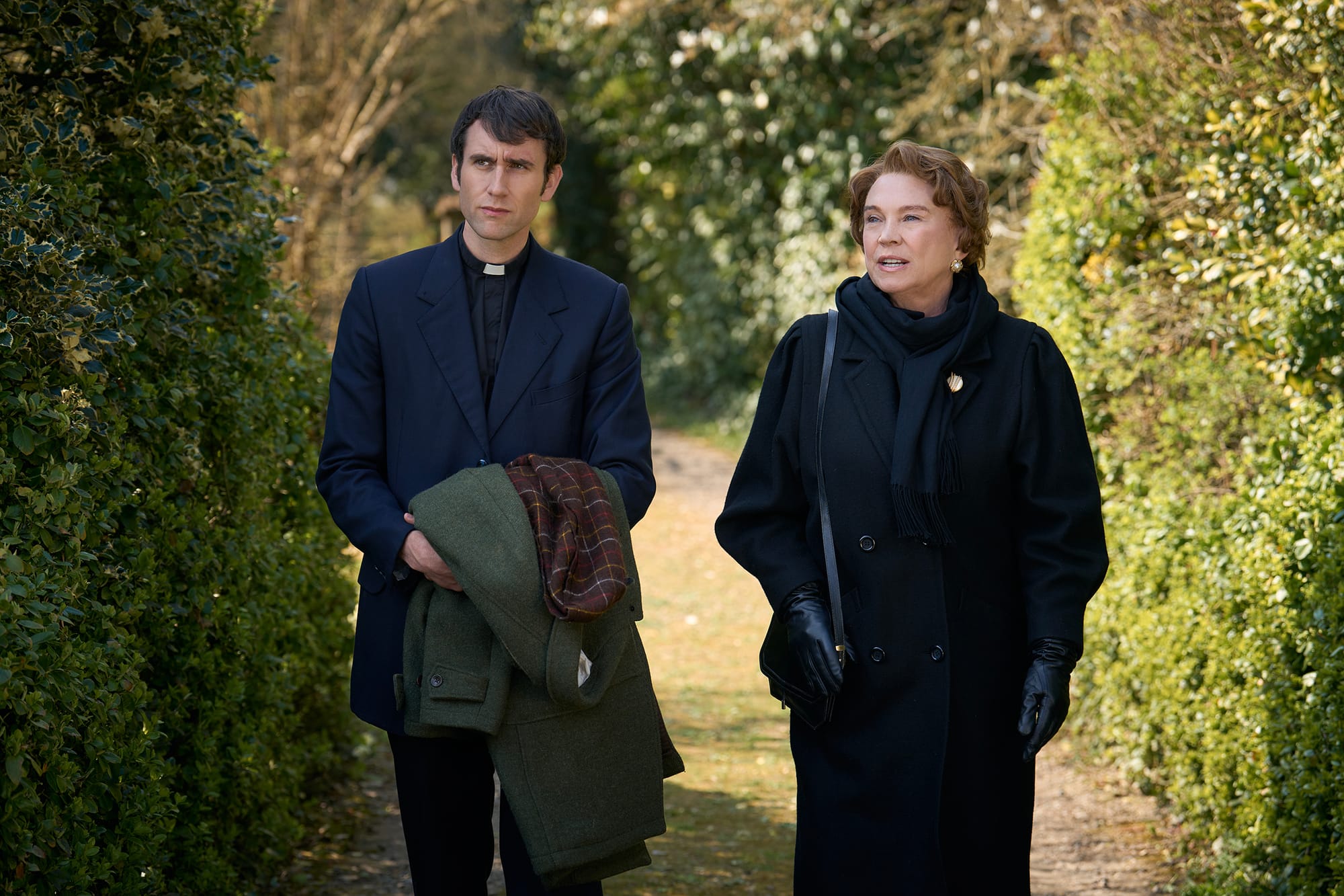 Matthew Lewis and Amanda Redman in 'Murder Before Evensong' Season 1
