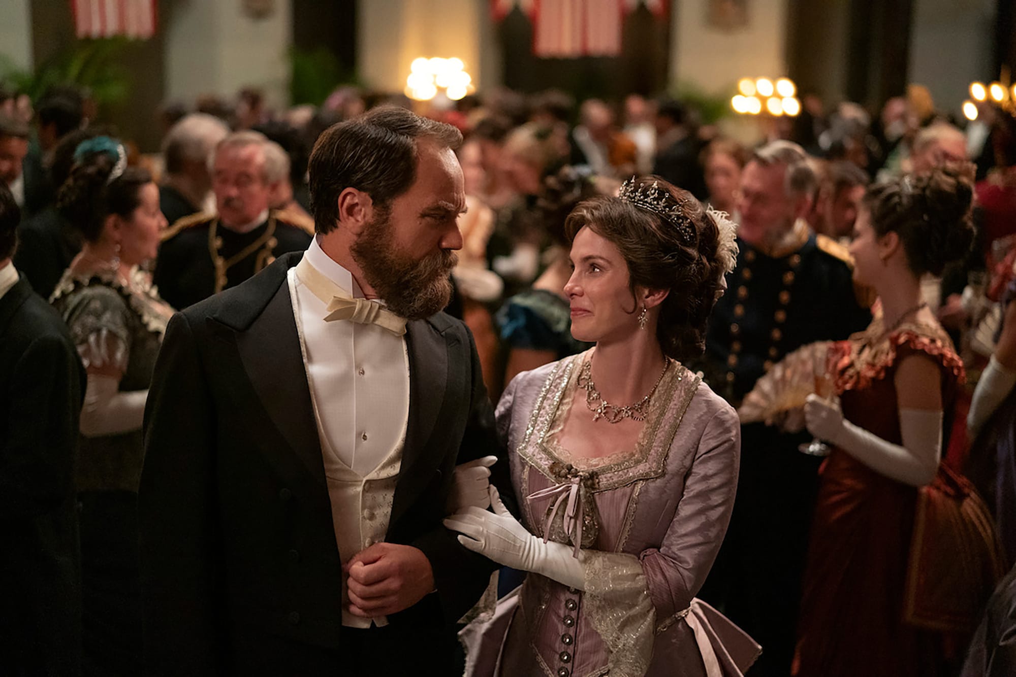 Michael Shannon as James Garfield Betty Gilpin as Crete Garfield in 'Death by Lightning'