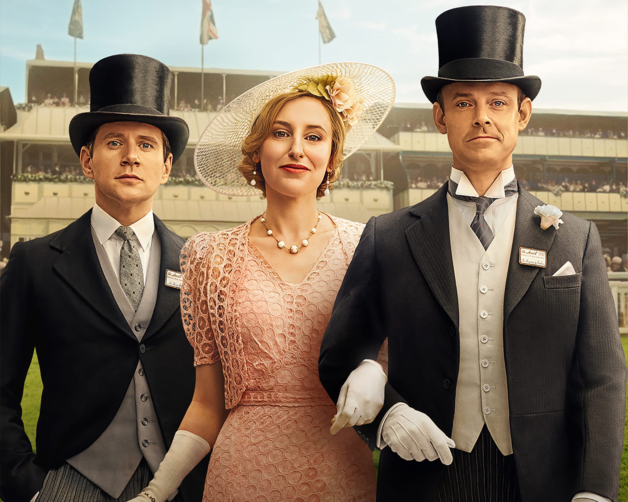 Harry Hadden-Paton as Lord Hexham, Laura Carmichael as Lady Edith, and Allen Leech as Tom Branson in 'Downton Abbey: The Grand Finale'