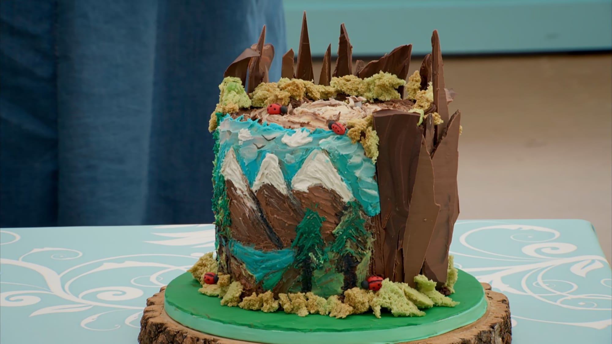Lesley's Dad's Bob Ross Showstopper from 'The Great British Baking Show' Season 16's Cake Week