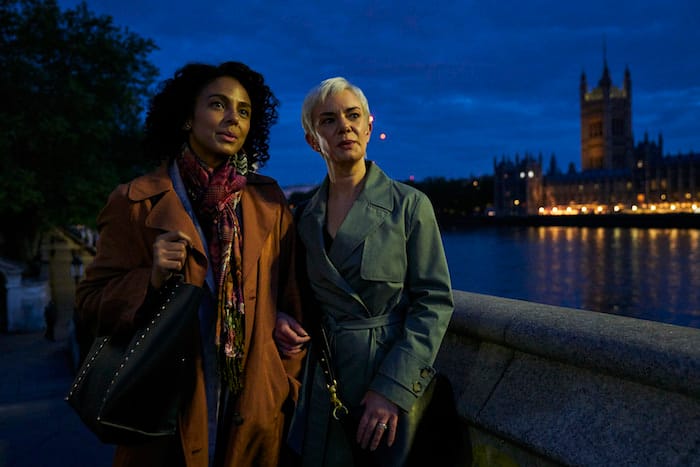 Marsha Thomason as Francine Bridge and Victoria Hamilton as Anna Marshall in COBRA Season 1