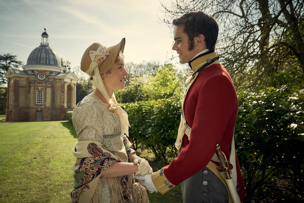 Emily Reid as Sophia Trenchard and Jeremy Neumark Jones as Edmund, Viscount Bellasis in 'Belgravia' Season 1