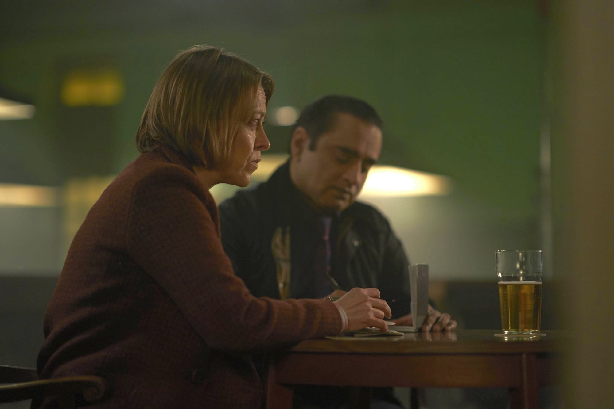 Sanjeev Bhaskar as DS Sunny Khan and Nicola Walker as DCI Cassie Stuart in 'Unforgotten' Season 4