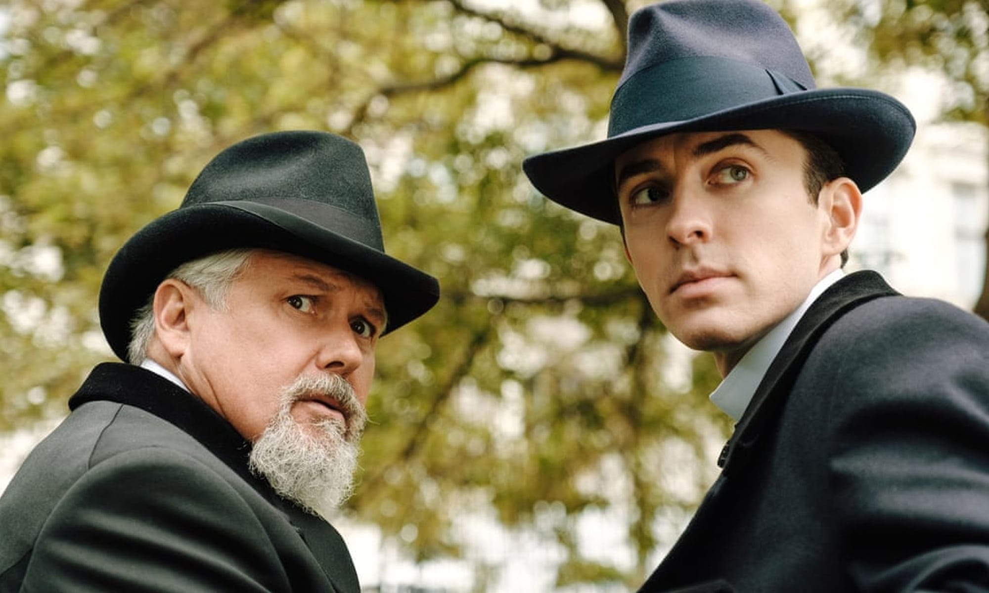 Conleth Hill as Mendel Liebermann and Matthew Beard as Max Liebermann in 'Vienna Blood' Season 2