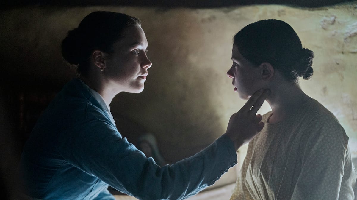 The Wonder. (L to R) Florence Pugh as Lib Wright, Kíla Lord Cassidy as Anna O’Donnell in The Wonder.&nbsp;