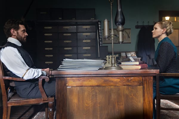 Tom Durant-Pritchard and Kate Phillips in "Miss Scarlet" Season 6 